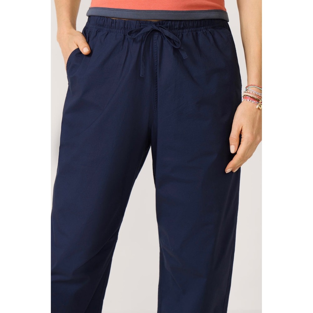 Splendid Mara Poplin Pant Women's S Navy Blue Drawstring Elastic Waist Cotton